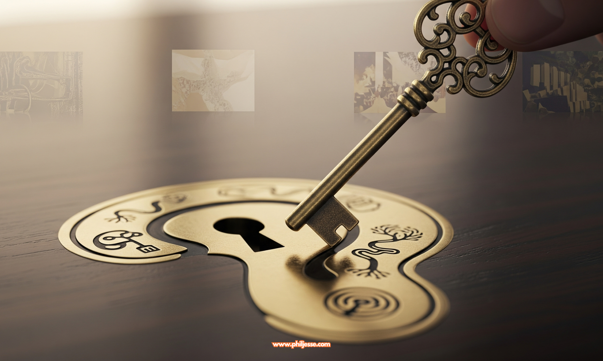 A vintage key is placed into an intricate lock, a metaphor for finding the right fit and acknowledging unique journeys.