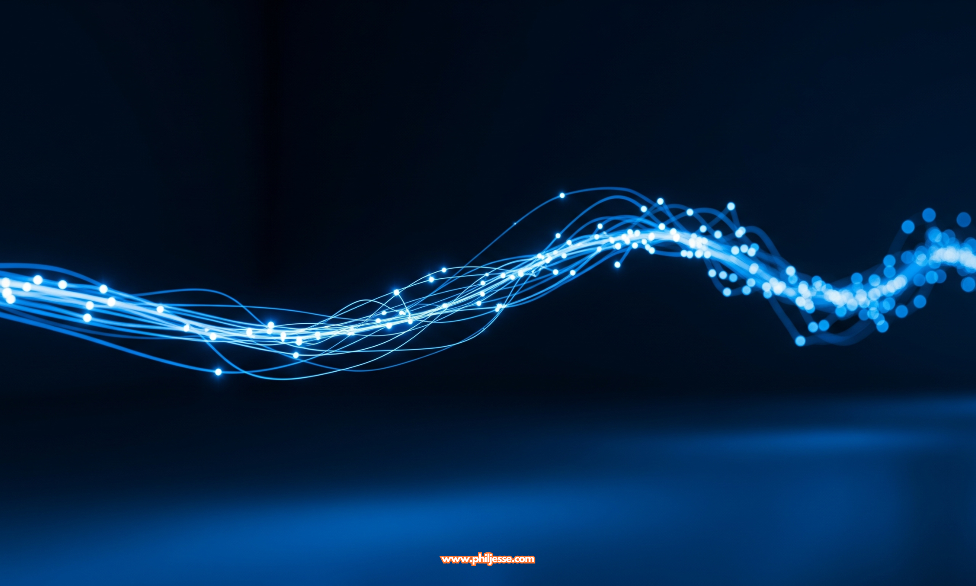 Abstract image of flowing streams of deep blue light forming intricate pathways and luminous data points against a dark background, representing the discovery phase of a framework.