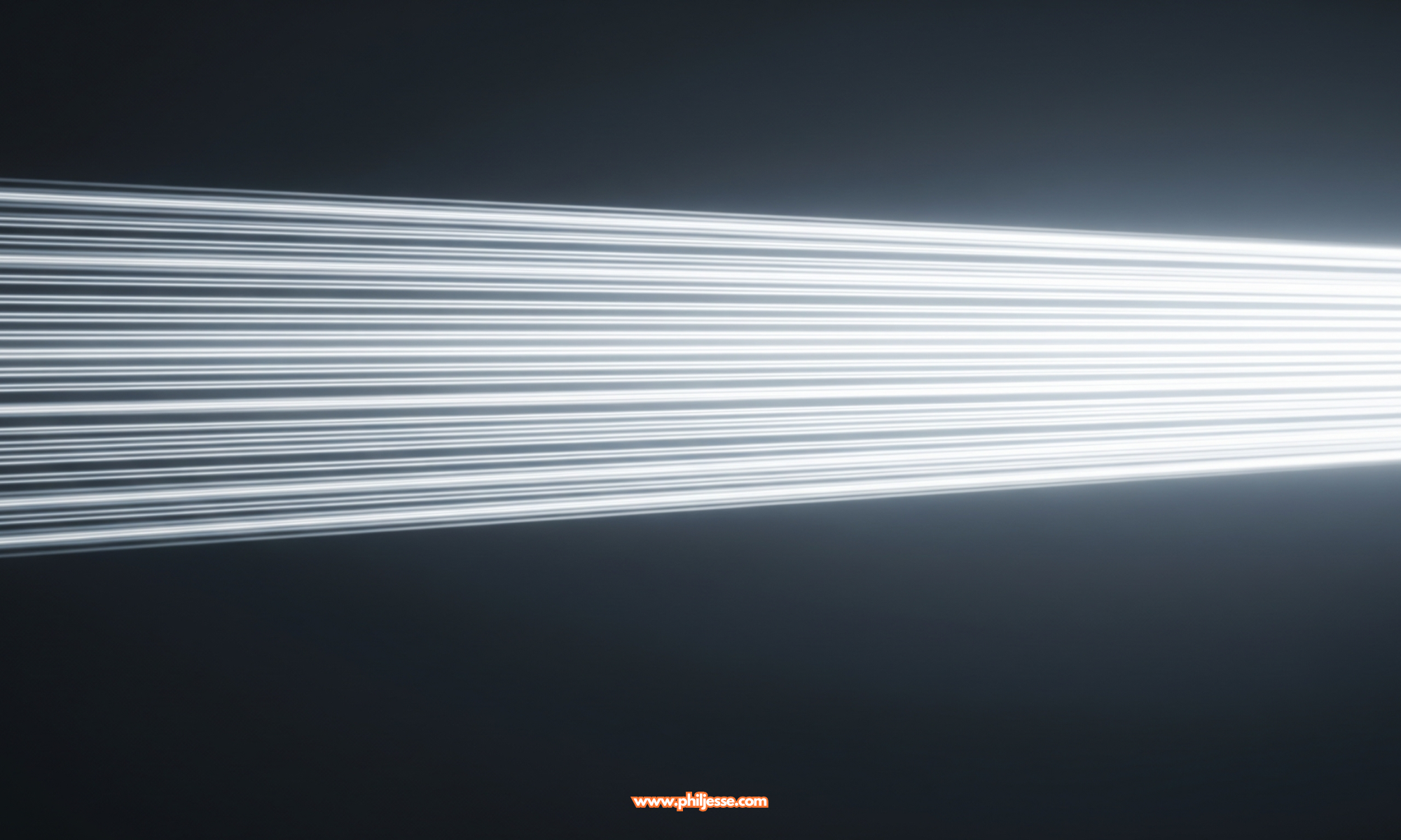 Abstract image of a brilliant stream of clean white and silver light resolving into a series of perfectly parallel and structured lines, representing alignment and order.