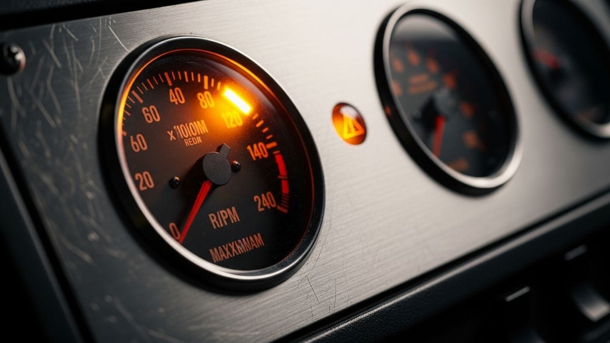 An analog gauge with the needle stuck in the red zone, symbolizing chronic sympathetic nervous system activation.