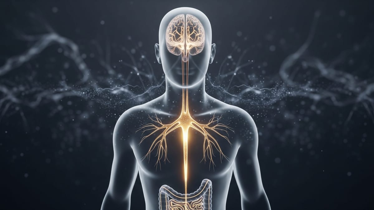 Illustration of the Vagus Nerve connecting the brain and body, representing Neuro-Somatic Intelligence.