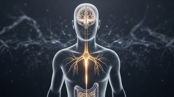 Illustration of the Vagus Nerve connecting the brain and body, representing Neuro-Somatic Intelligence.